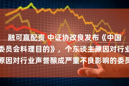 融可赢配资 中证协改良发布《中国证券业协会专科委员会料理目的》，个东谈主原因对行业声誉酿成严重不良影响的委员将被解聘